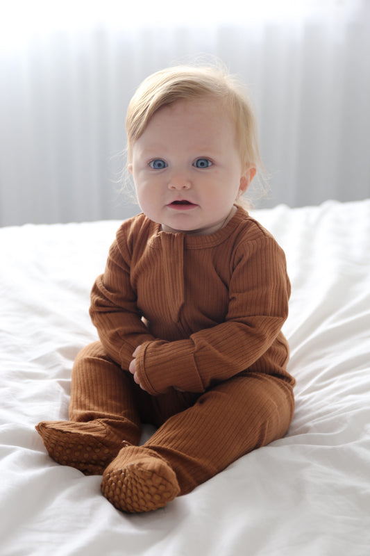 Certified Organic Chestnut Cozy Growsuit